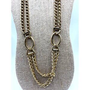Napier 28" L Double Chain Gold-Tone Necklace With Interlocking Links